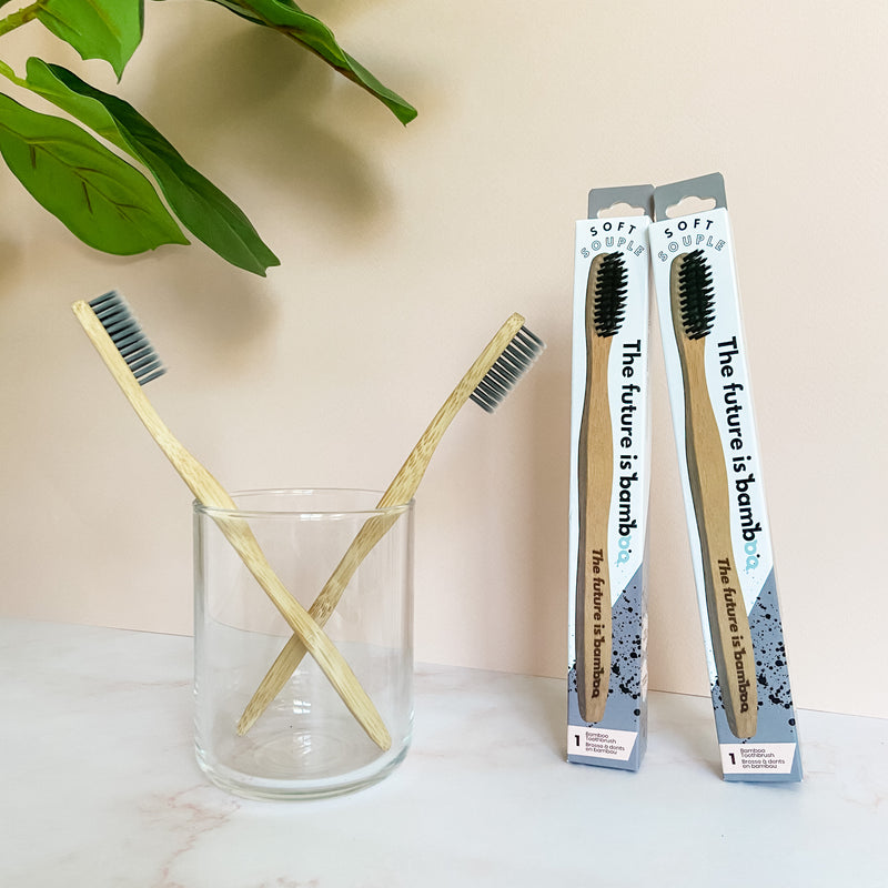 Adult Soft Bamboo Toothbrushes - Charcoal