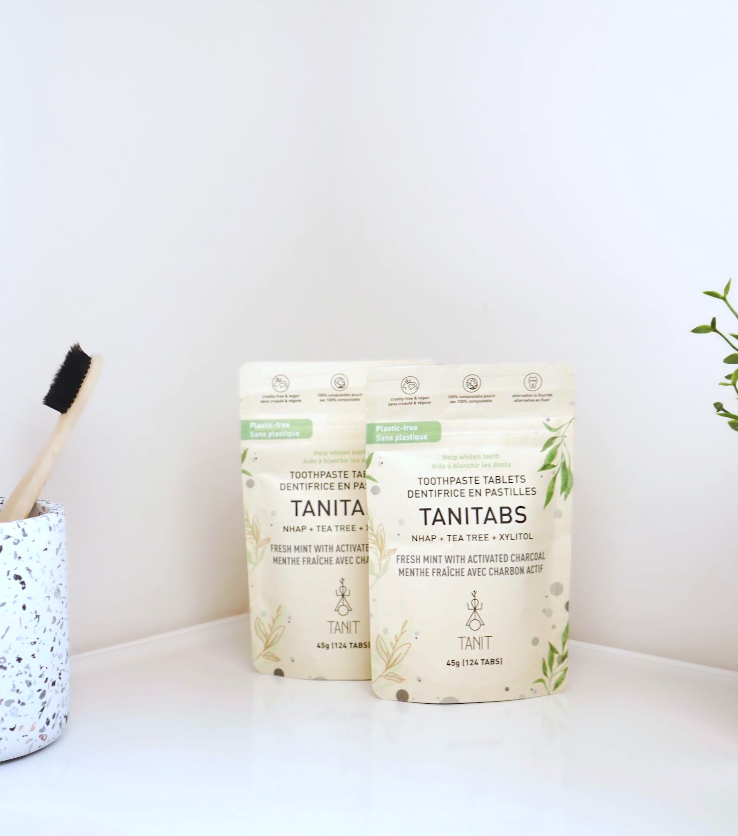 Mint Charcoal Toothpaste Tablets 4month supply TANIT